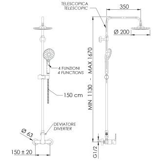 PAX sprchový sloup s pákovou baterií, chrom XA139