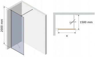 MEXEN KIOTO sprchová stěna walk-in 70x200 cm 8mm sklo grafit 800-070-000-00-40