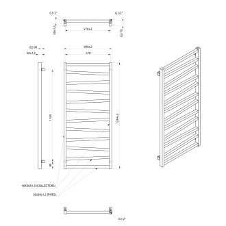 ZIG otopné těleso 600x1334 mm, černá mat ZG613B