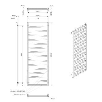 ZIG otopné těleso 600x1810 mm, černá mat ZG619B