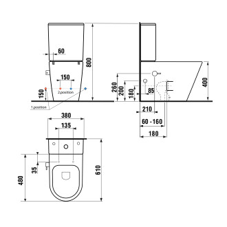 PACO CLEANWASH WC kombi,baterie a bidet. sprška, spodní/zadní odpad, bílá PC1012RX