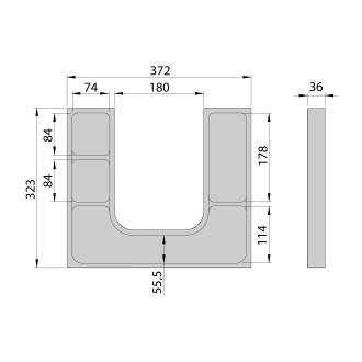 LINDO "U" organizér 372x36x323mm, plast, antracit LD001