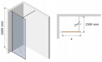 MEXEN KIOTO sprchová stěna walk-in 90x200 cm 8mm sklo linie 800-090-000-00-35
