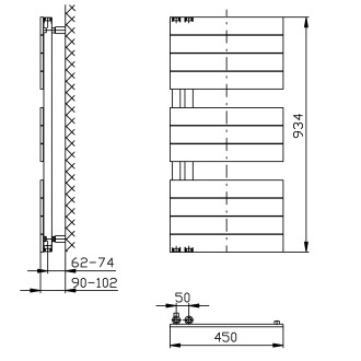 MILI otopné těleso 450x934mm, černá mat DC606T