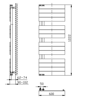 MILI otopné těleso 600x1222mm, černá mat DC626T