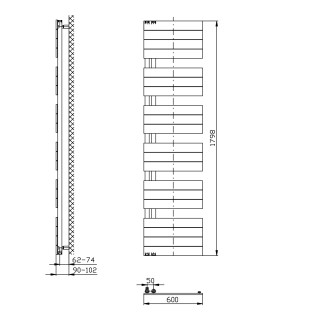 MILI otopné těleso 600x1798mm, černá mat DC656T