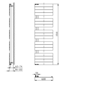 MILI otopné těleso 600x1510mm, černá mat DC646T