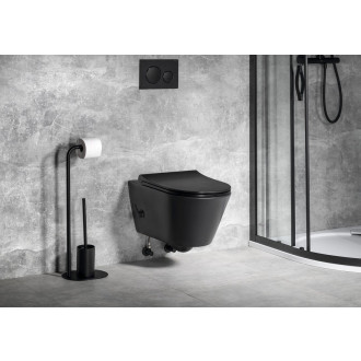 AVVA CLEANWASH závěsná WC mísa, Rimless, a bidet. sprška, 35,5x53cm, černá mat 100315-110
