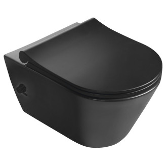AVVA CLEANWASH závěsná WC mísa, Rimless, a bidet. sprška, 35,5x53cm, černá mat 100315-110