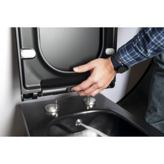 AVVA CLEANWASH závěsná WC mísa, Rimless, a bidet. sprška, 35,5x53cm, černá mat 100315-110