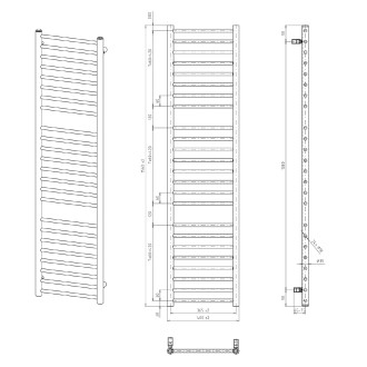 DINA otopné těleso 400x1560 mm, černá mat IR374B