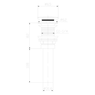 THIN umyvadlová výpust 5/4“, click-clack, Rockstone zátka, bílá mat WN721
