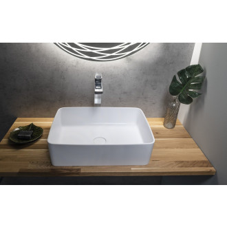THIN umyvadlo na desku, Rockstone, 50x37 cm, bílá mat WN321