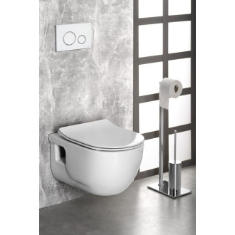 Závěsné WC BRILLA Rimless bílá s podomítkovou nádržkou a tlačítkem, bílá 100614-SET5