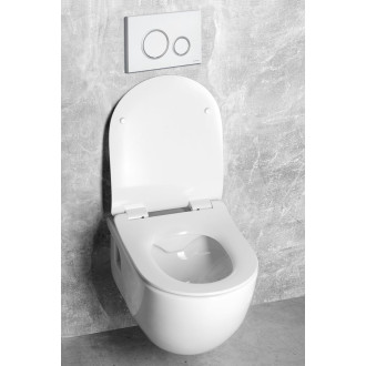 Závěsné WC BRILLA Rimless bílá s podomítkovou nádržkou a tlačítkem, bílá 100614-SET5