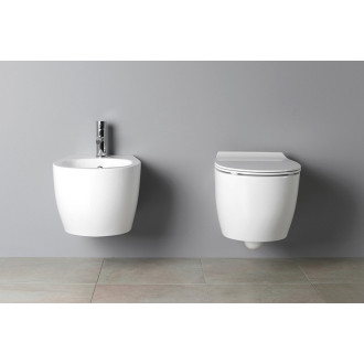 Závěsné WC SENTIMENTI Rimless s podomítkovou nádržkou a tlačítkem, bílá 10AR02010SV-SET5