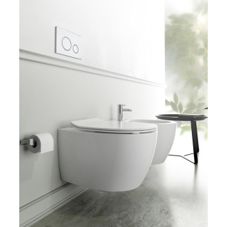 Závěsné WC SENTIMENTI Rimless s podomítkovou nádržkou a tlačítkem, bílá 10AR02010SV-SET5