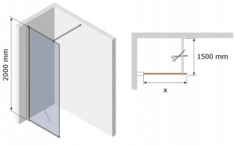 MEXEN KIOTO sprchová stěna walk-in 160x200 cm 8mm 800-160-000-00-00