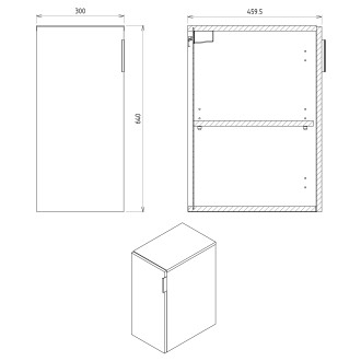 CIRASA skříňka spodní dvířková 30x64x46cm, pravá/levá, dub alabama CR301-2222