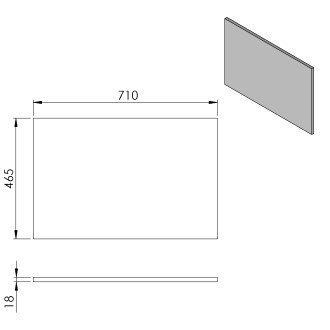 CIRASA deska DTDL 71x1,8x46,5cm, dub stříbrný CR071-1111