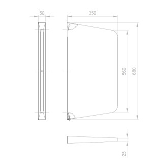 Dělící stěna mezi urinály 50x680x350 mm, nerez mat 13007.S
