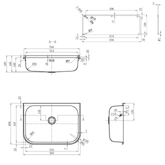 Závěsná výlevka se zády a roštěm 560x165x404 mm, nerez mat 13049.S