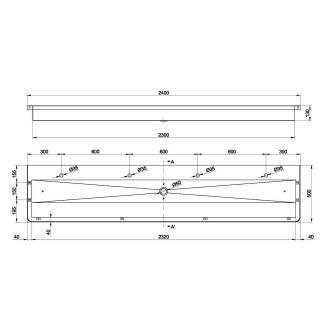 Závěsný umývací žlab 2400x130x500 mm, nerez mat 13050.24.SP.S