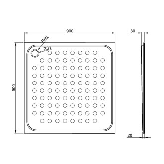 Nerezová sprchová vanička, čtverec 90x90cm, mat 13052.90.S