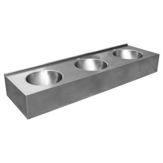 Závěsný pult se třemi umyvadly 1800x270x550 mm, nerez mat 13080.3.S