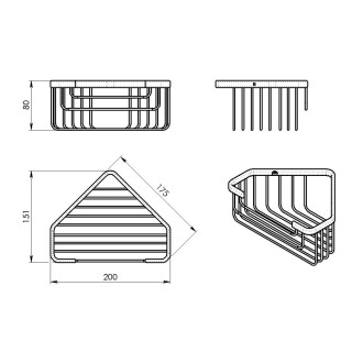 SMART rohová police do sprchy, 200x80x151mm, bílá 2483-02