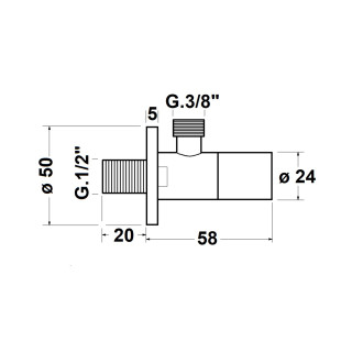 Rohový ventil kulatý, 1/2"x3/8", bílá mat SL014