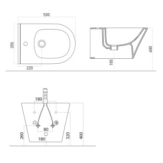 AVVA bidet závěsný 35,5x53 cm, černá mat 100324-110