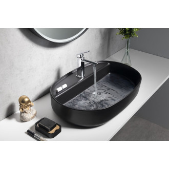 INFINITY OVAL keramické umyvadlo na desku, 60x40cm, černá mat 10NF65060-2N