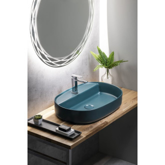 INFINITY OVAL keramické umyvadlo na desku, 60x40cm, zelená petrol 10NF65060-2P