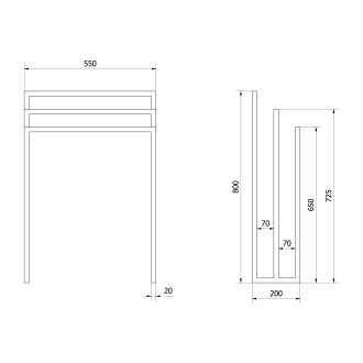SKA stojan na ručníky 550x800x200mm, černá mat SKA303