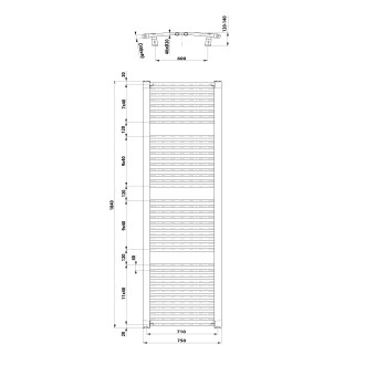 ORBIT otopné těleso s bočním připojením 750x1850 mm, bílá ILO87T