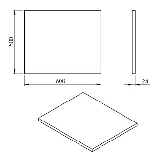 PLATO deska Rockstone 600x24x500mm, bílá mat PL060-0101