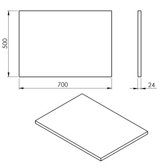 PLATO deska Rockstone 700x24x500mm, bílá mat PL070-0101