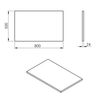 PLATO deska Rockstone 800x24x500mm, bílá mat PL080-0101