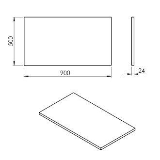 PLATO deska Rockstone 900x24x500mm, bílá mat PL090-0101