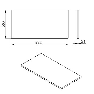 PLATO deska Rockstone 1000x24x500mm, bílá mat PL100-0101