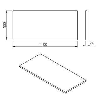 PLATO deska Rockstone 1100x24x500mm, bílá mat PL110-0101
