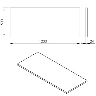 PLATO deska Rockstone 1200x24x500mm, bílá mat PL120-0101
