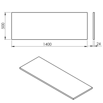 PLATO deska Rockstone 1400x24x500mm, bílá mat PL140-0101