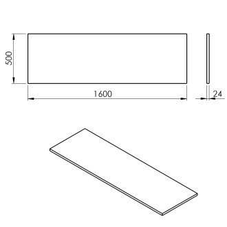 PLATO deska Rockstone 1600x24x500mm, bílá mat PL160-0101