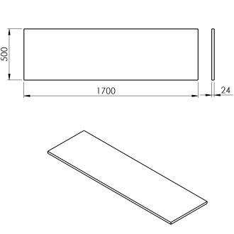 PLATO deska Rockstone 1700x24x500mm, bílá mat PL170-0101
