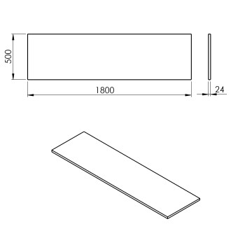 PLATO deska Rockstone 1800x24x500mm, bílá mat PL180-0101