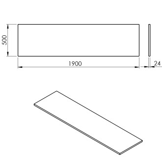 PLATO deska Rockstone 1900x24x500mm, bílá mat PL190-0101