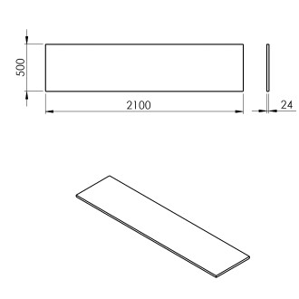 PLATO deska Rockstone 2100x24x500mm, bílá mat PL210-0101
