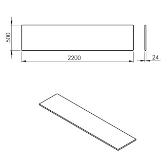 PLATO deska Rockstone 2200x24x500mm, bílá mat PL220-0101